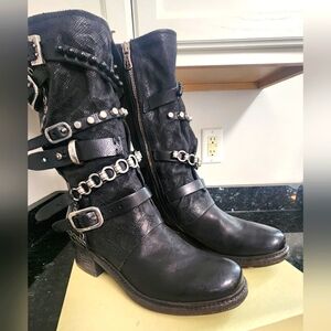Rare‼️ A.S.98 NEW 40 Mega Rock& Roll Moto Boot